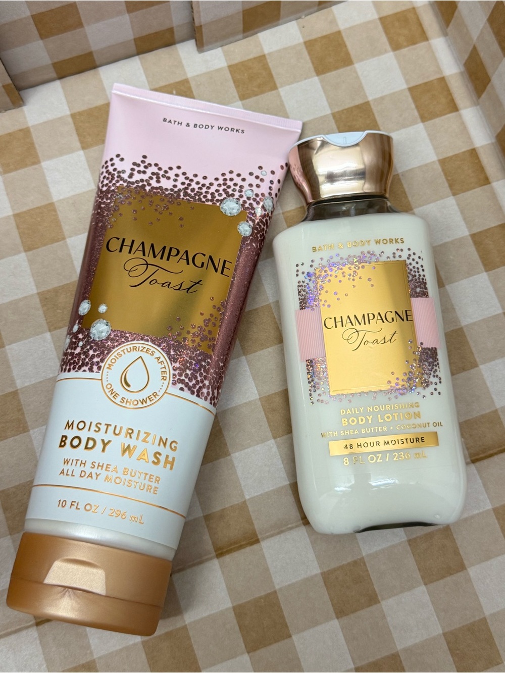 NEW B&BW Champagne Toast Moisturizing Body Wash and 48 hr moisture Body Lotion
